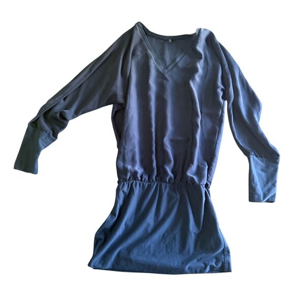 Stile Benetton Blue Cinched Waist Long Sleeve Mini Dress Women's Small - Picture 1 of 6